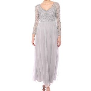 Adrianna Papell Women's Long Sleeve Beaded Gown